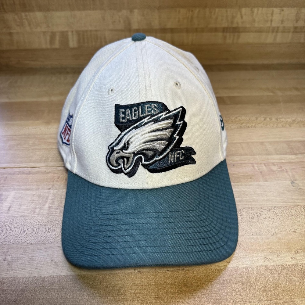Philadelphia Eagles Hat Cap Fitted Mens Medium/Large White NFL Football New‎ Era